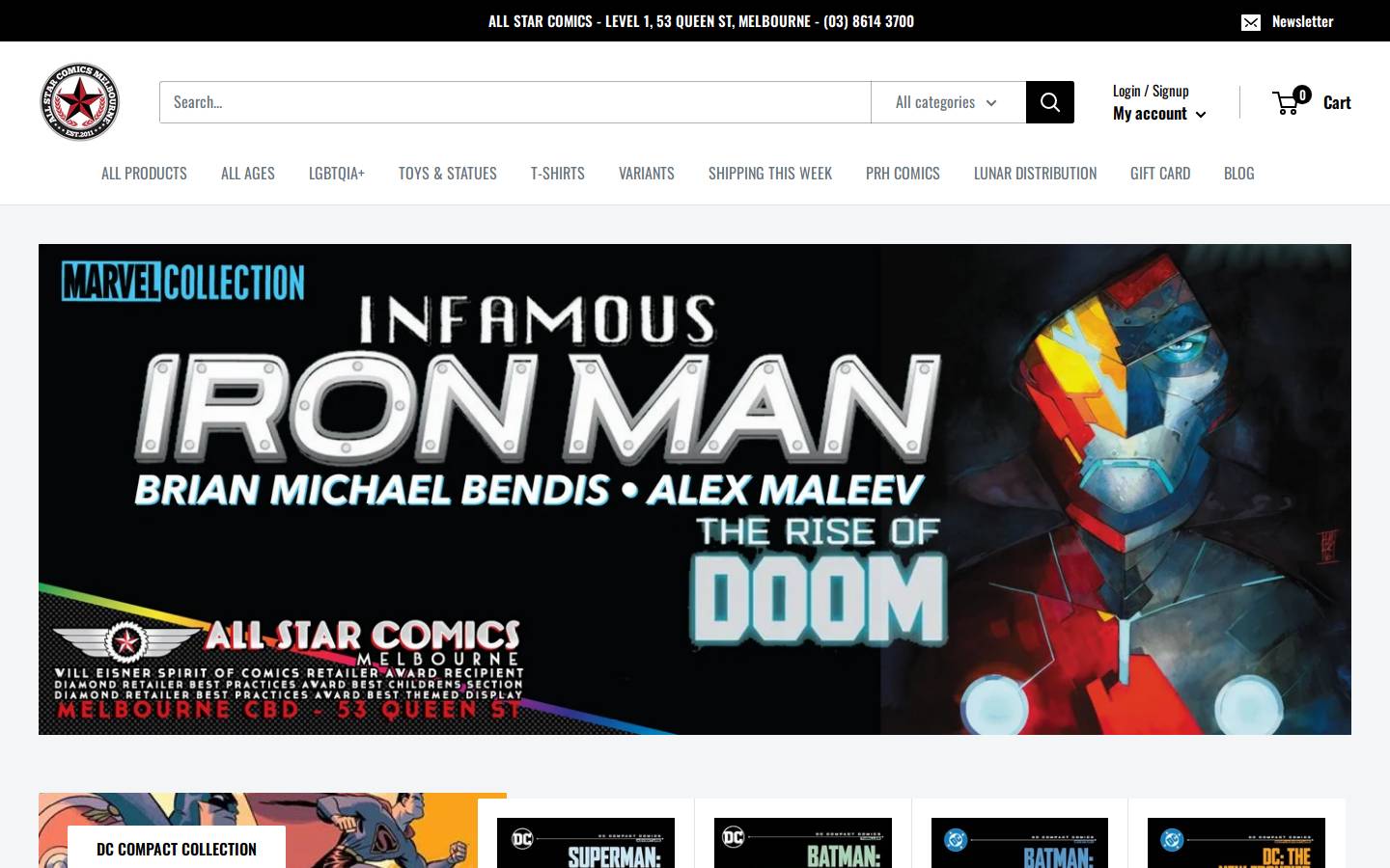 allstarcomics.com.au homepage screenshot