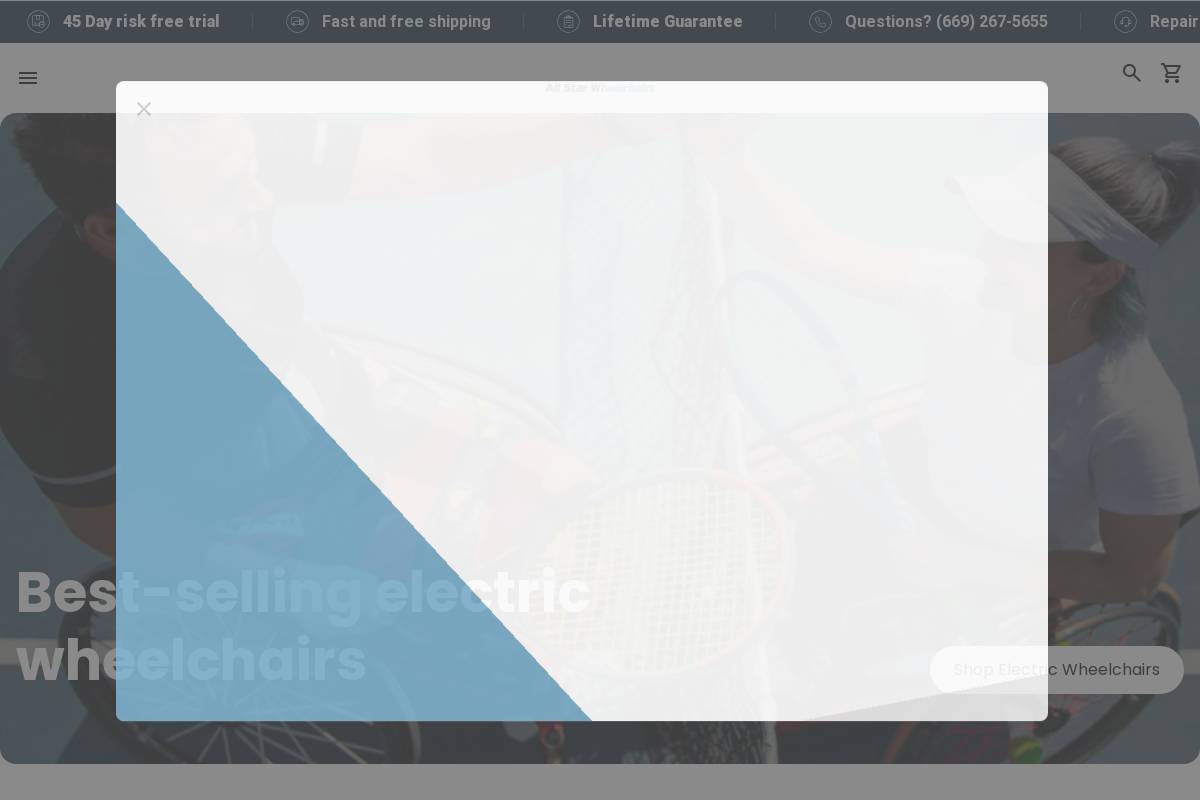 All Star Wheelchairs homepage screenshot