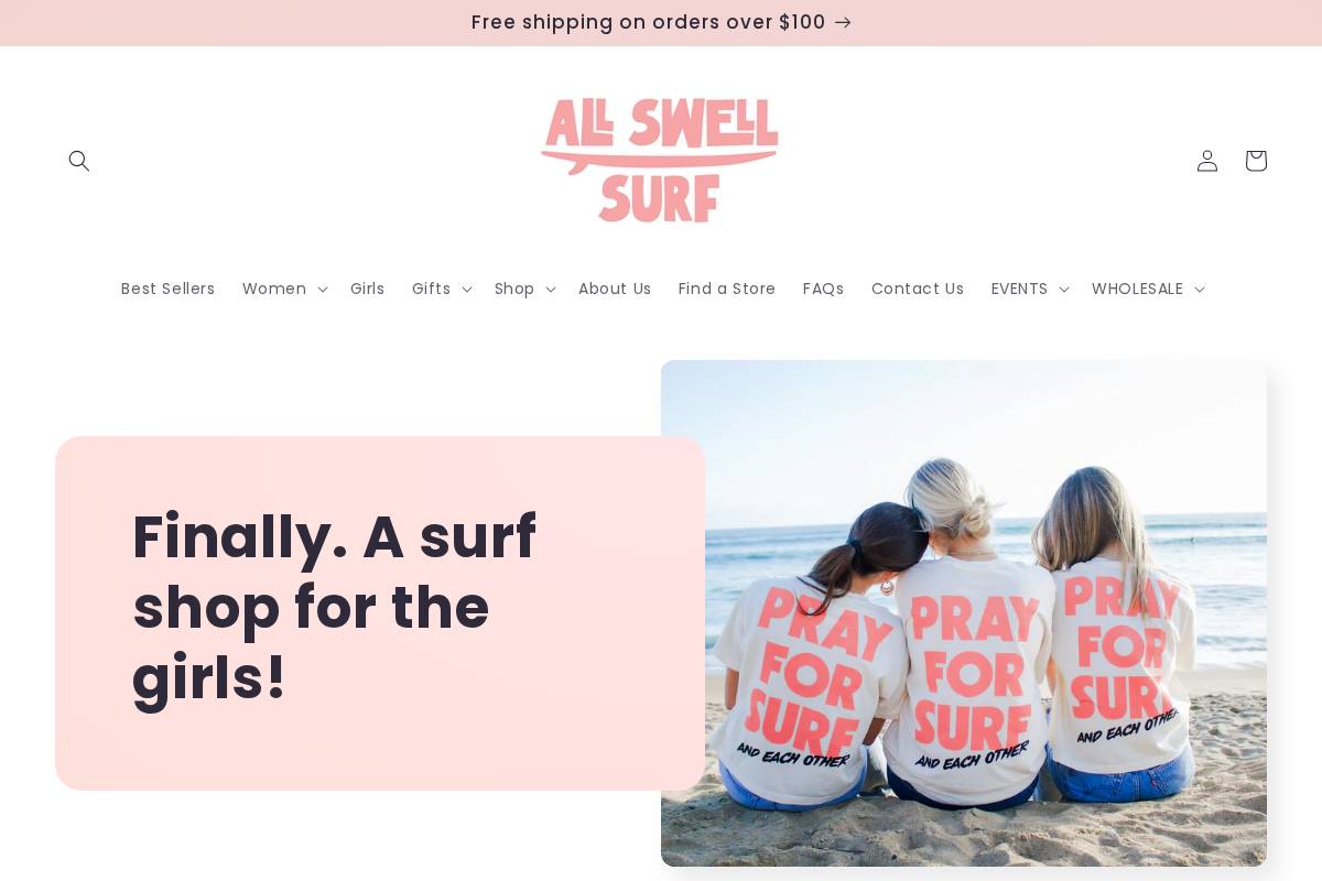allswellsurf.com homepage screenshot