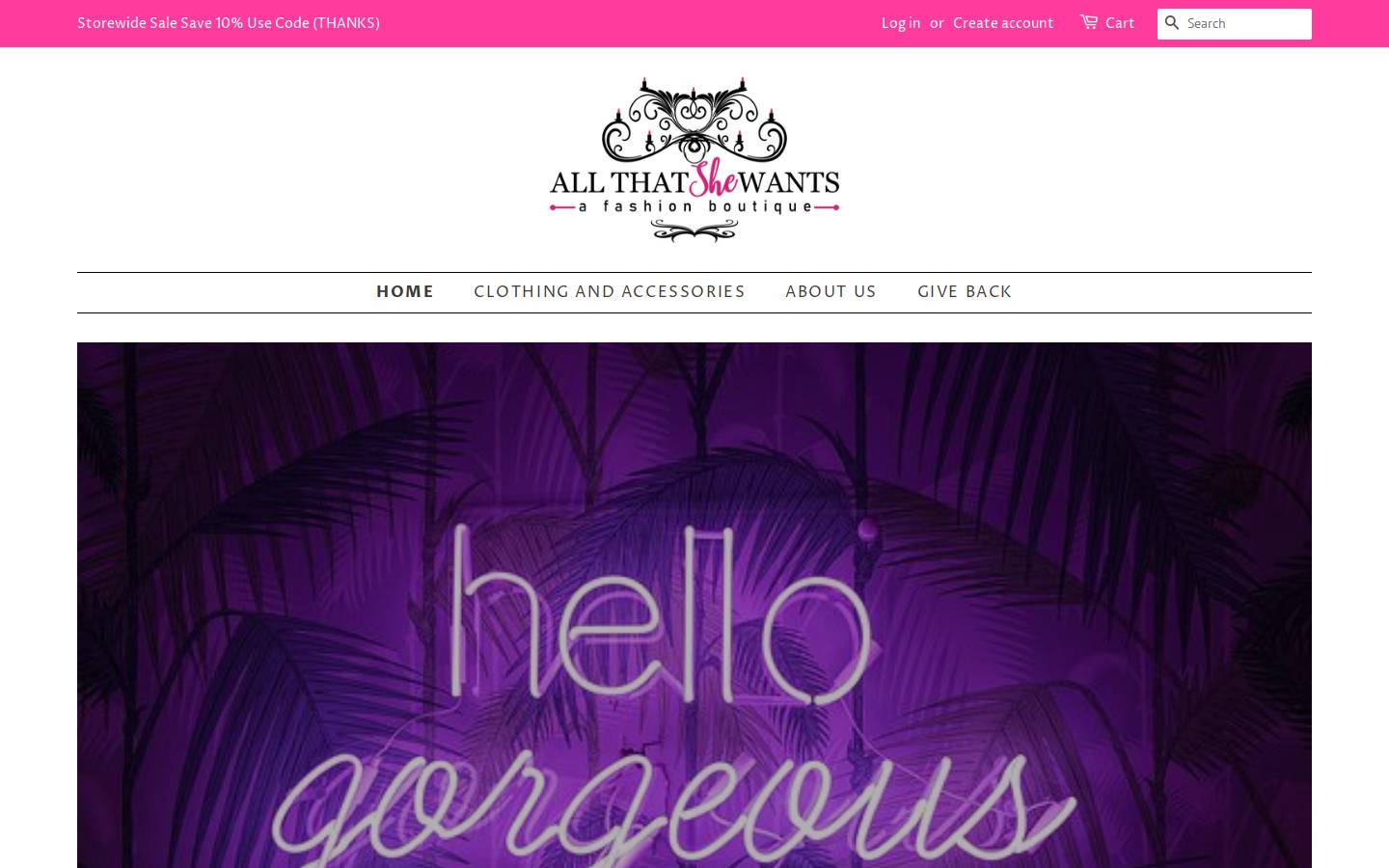allthatshewantsboutique.com homepage screenshot