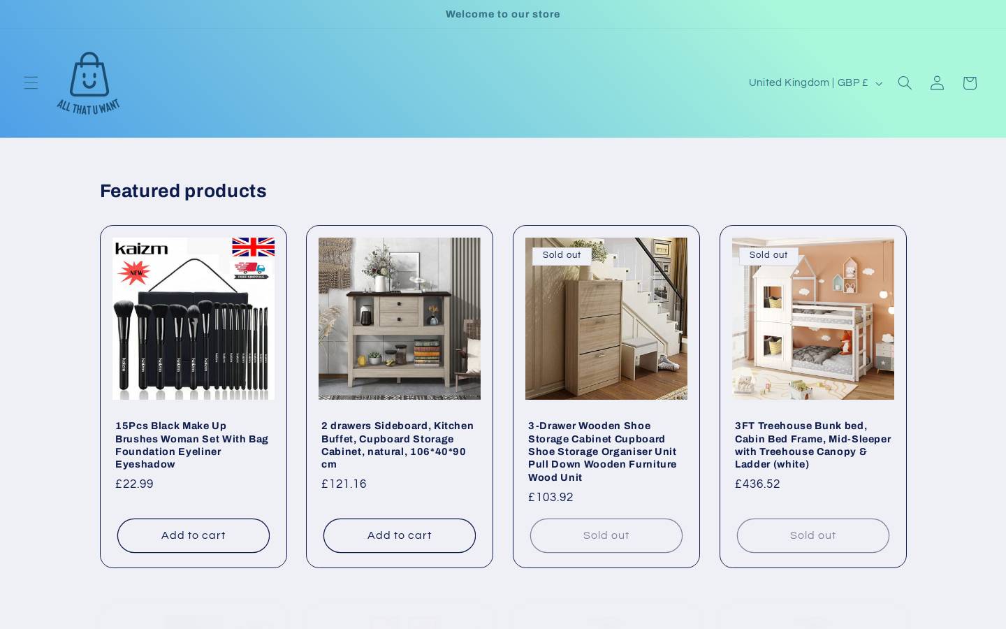 allthatuwant.com homepage screenshot