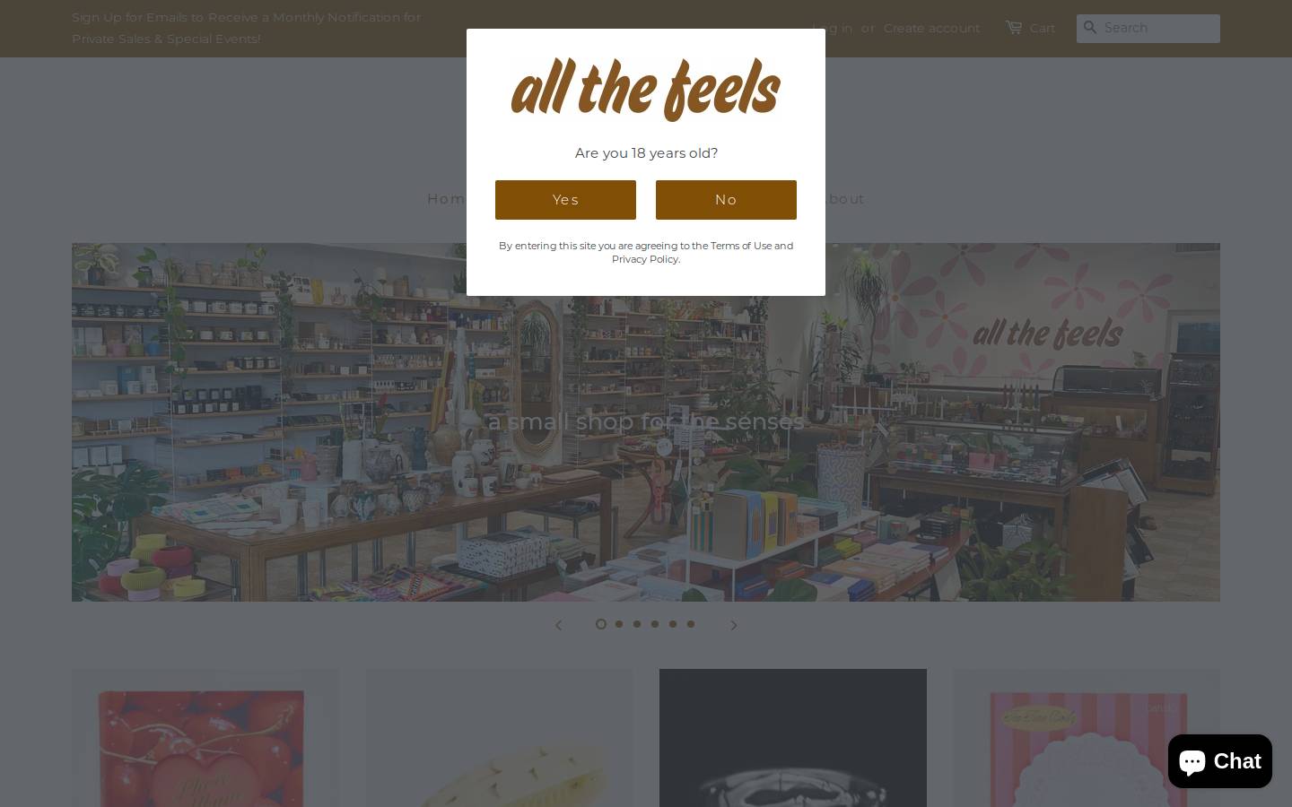 allthefeelsshop.com homepage screenshot