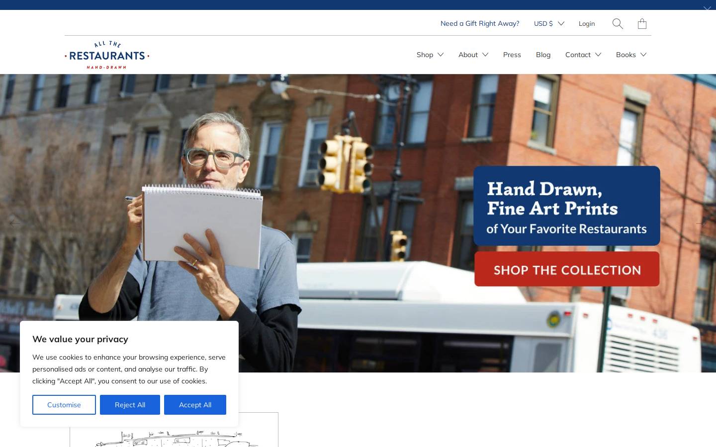 alltherestaurants.com homepage screenshot
