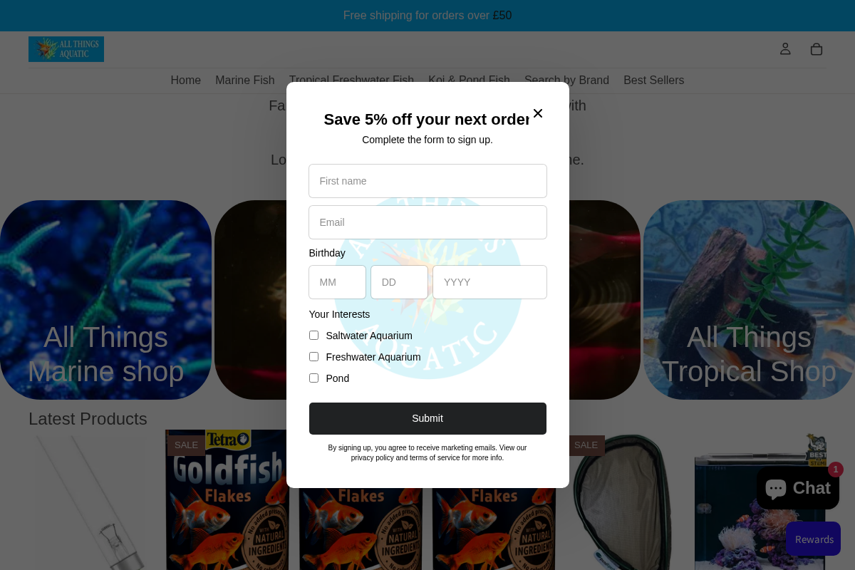 allthingsaquatic.co.uk homepage screenshot