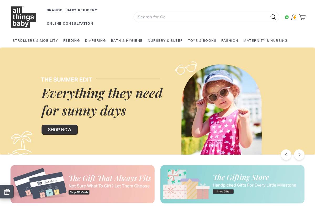 allthingsbaby.com homepage screenshot