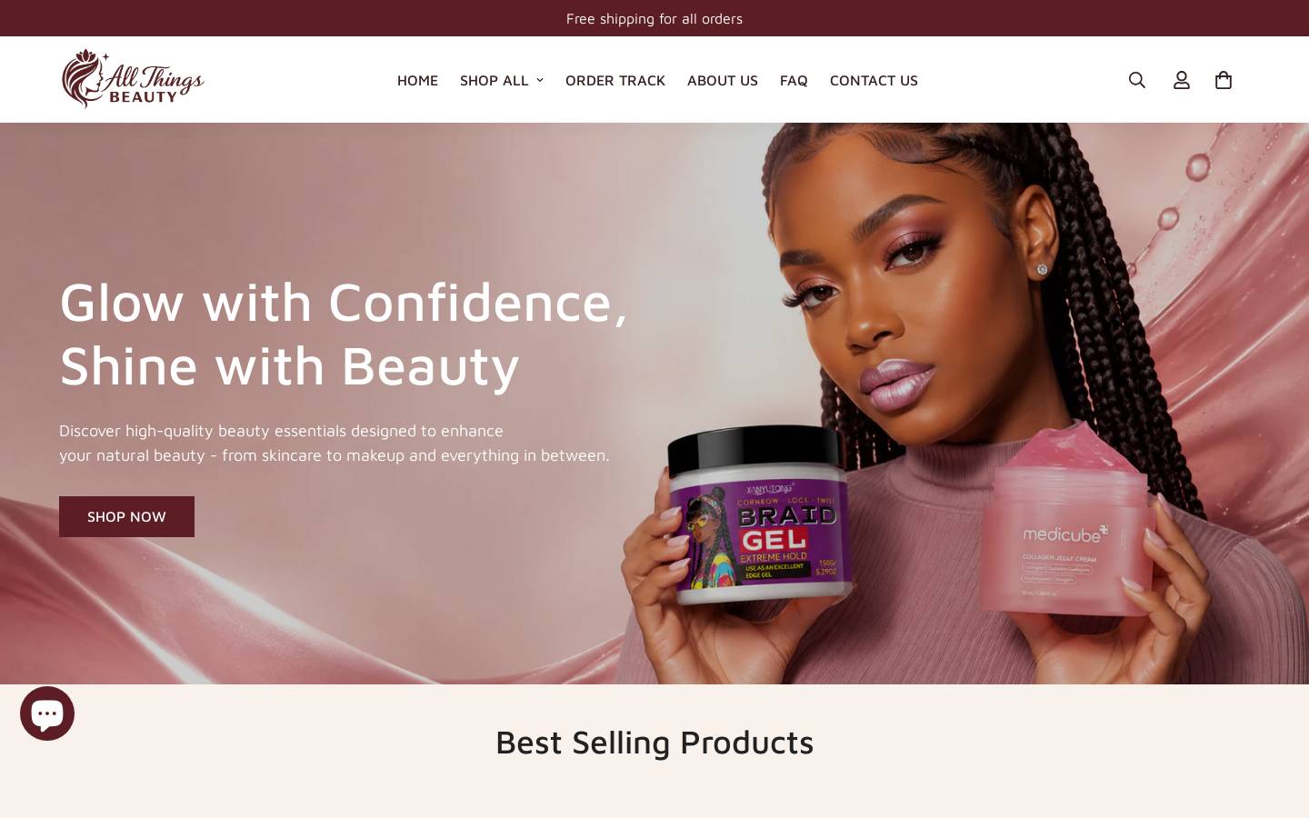 allthingsbeautyshop.com homepage screenshot