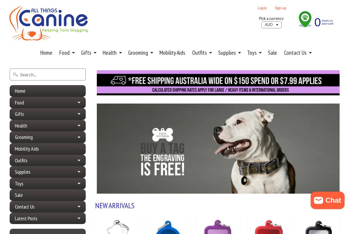 allthingscanine.com.au homepage screenshot