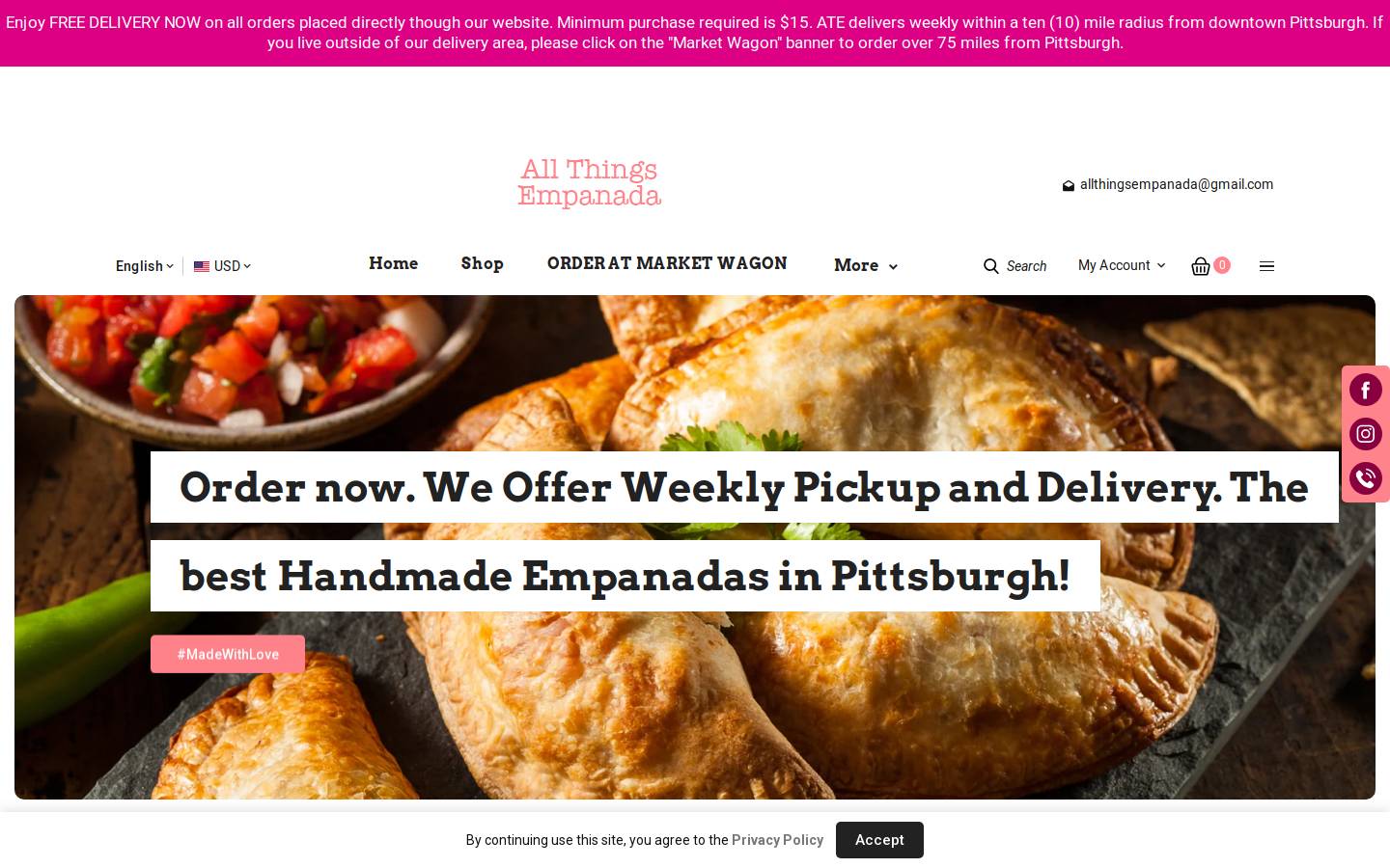 allthingsempanada.com homepage screenshot