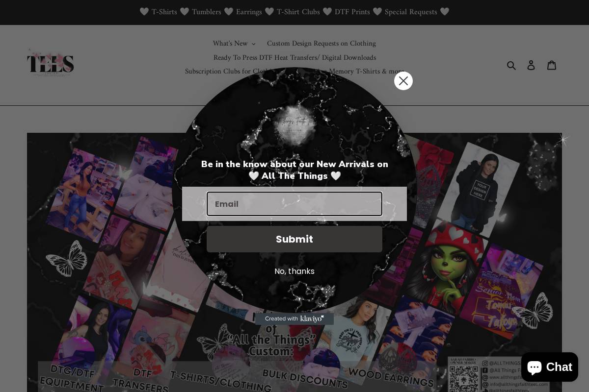 allthingsfaithtees.com homepage screenshot