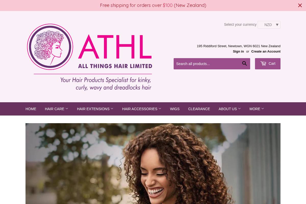 allthingshairltd.com homepage screenshot