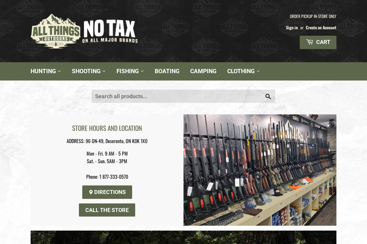 All Things Outdoors homepage screenshot