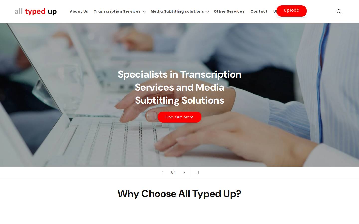 All Typed Up homepage screenshot