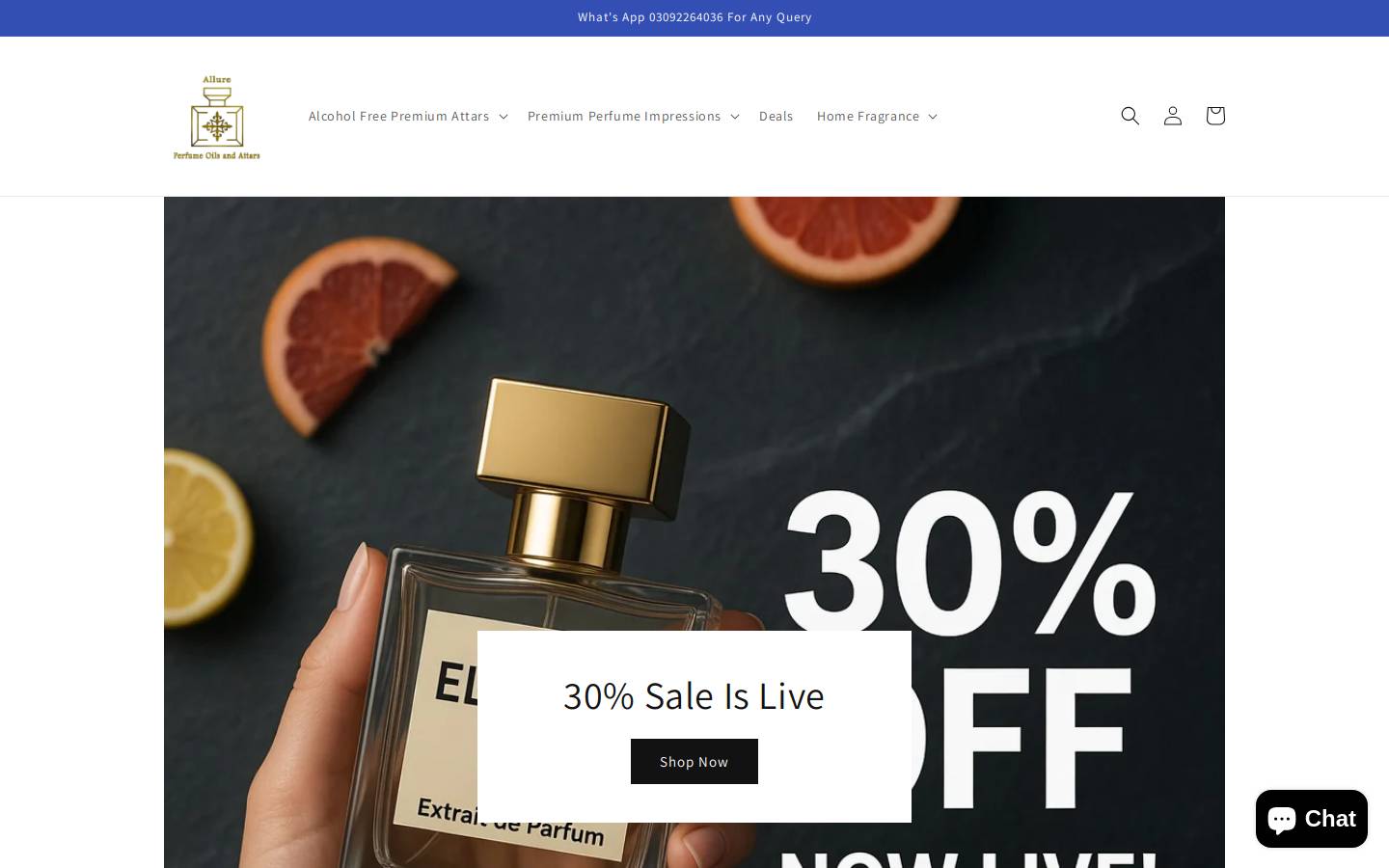 allureperfumeoilsandattars.com homepage screenshot