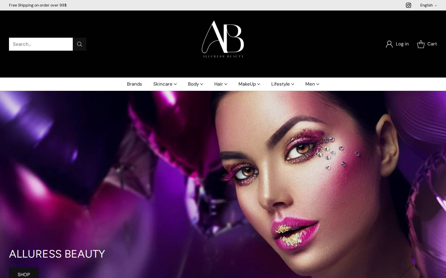 alluressbeauty.com homepage screenshot