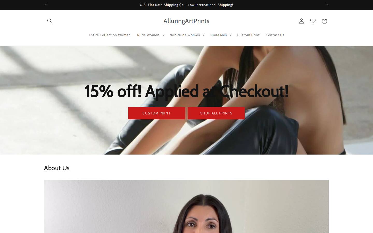 alluringartprints.com homepage screenshot