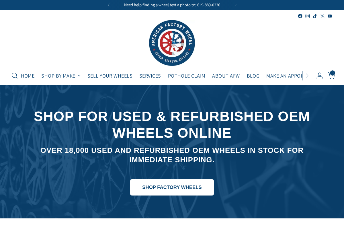 American Factory Wheel homepage screenshot