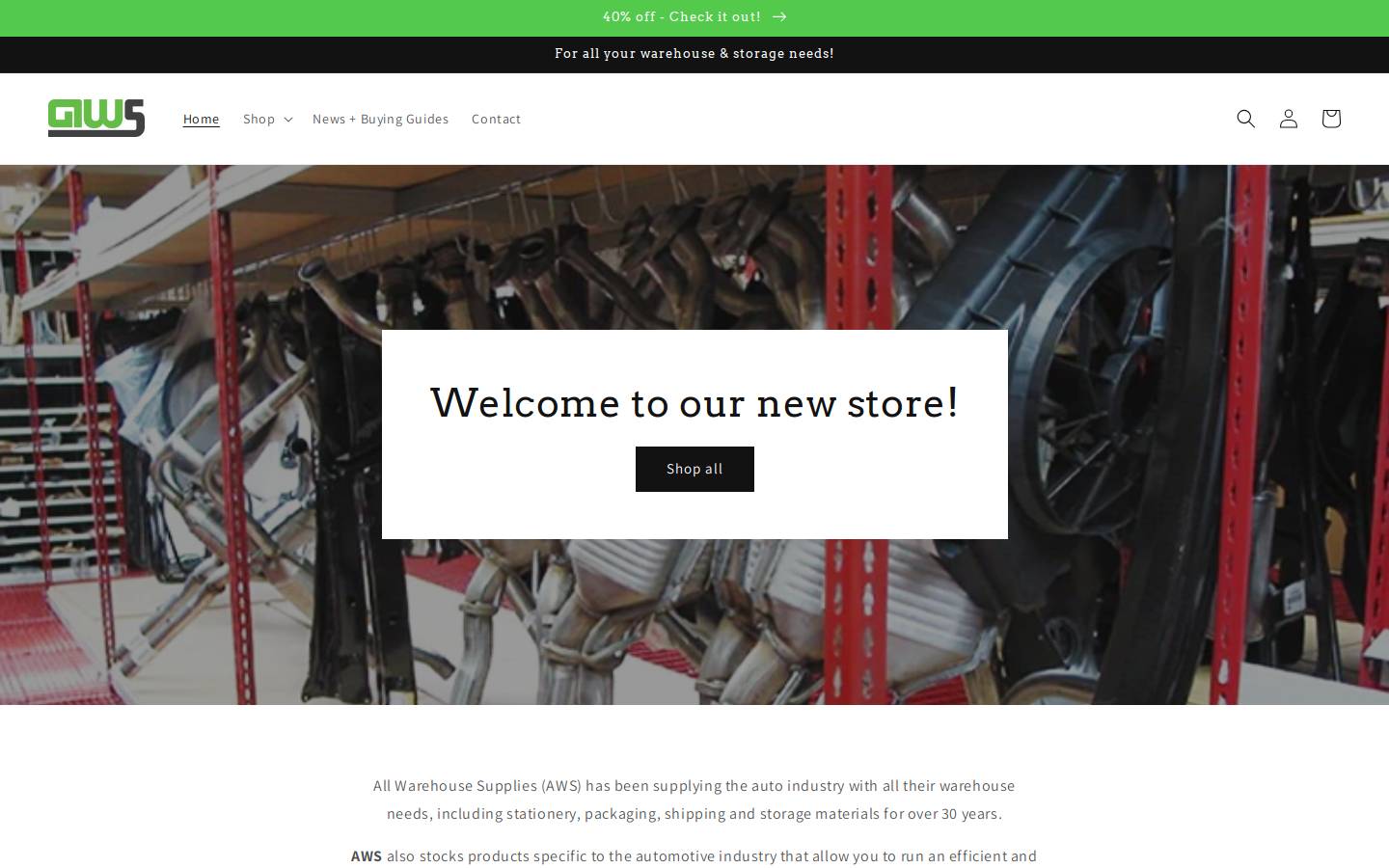 allwarehousesupplies.com.au homepage screenshot