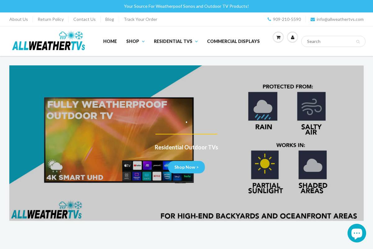 All Weather TVs homepage screenshot