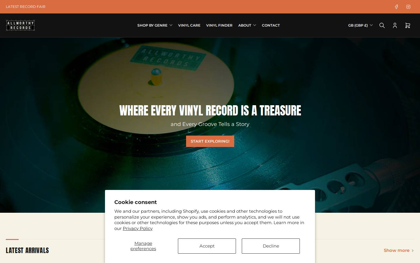 allworthyrecords.com homepage screenshot