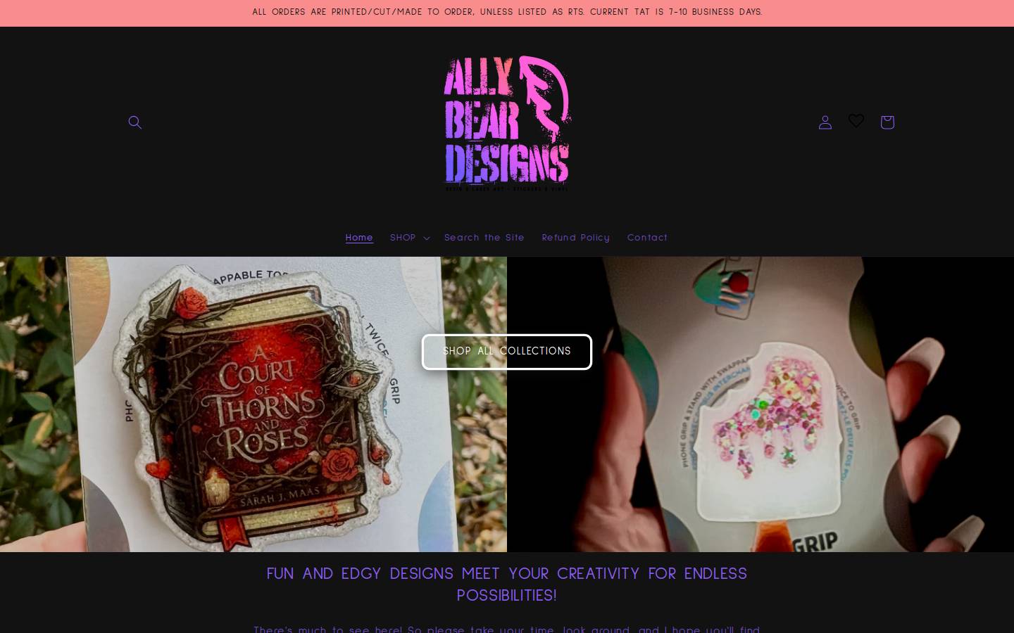 allybeardesigns.com homepage screenshot