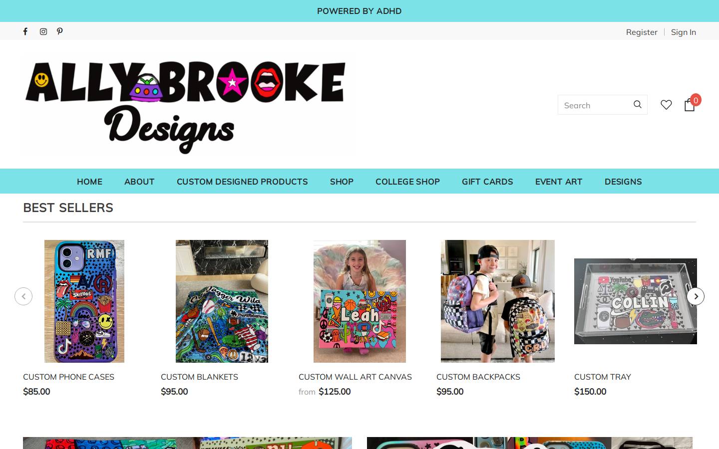 allybrookedesigns.com homepage screenshot
