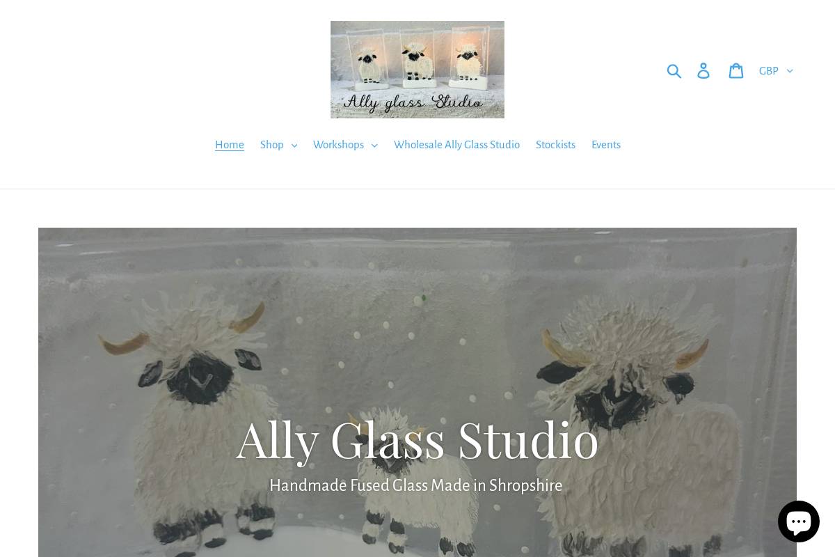 allyglassstudio.com homepage screenshot