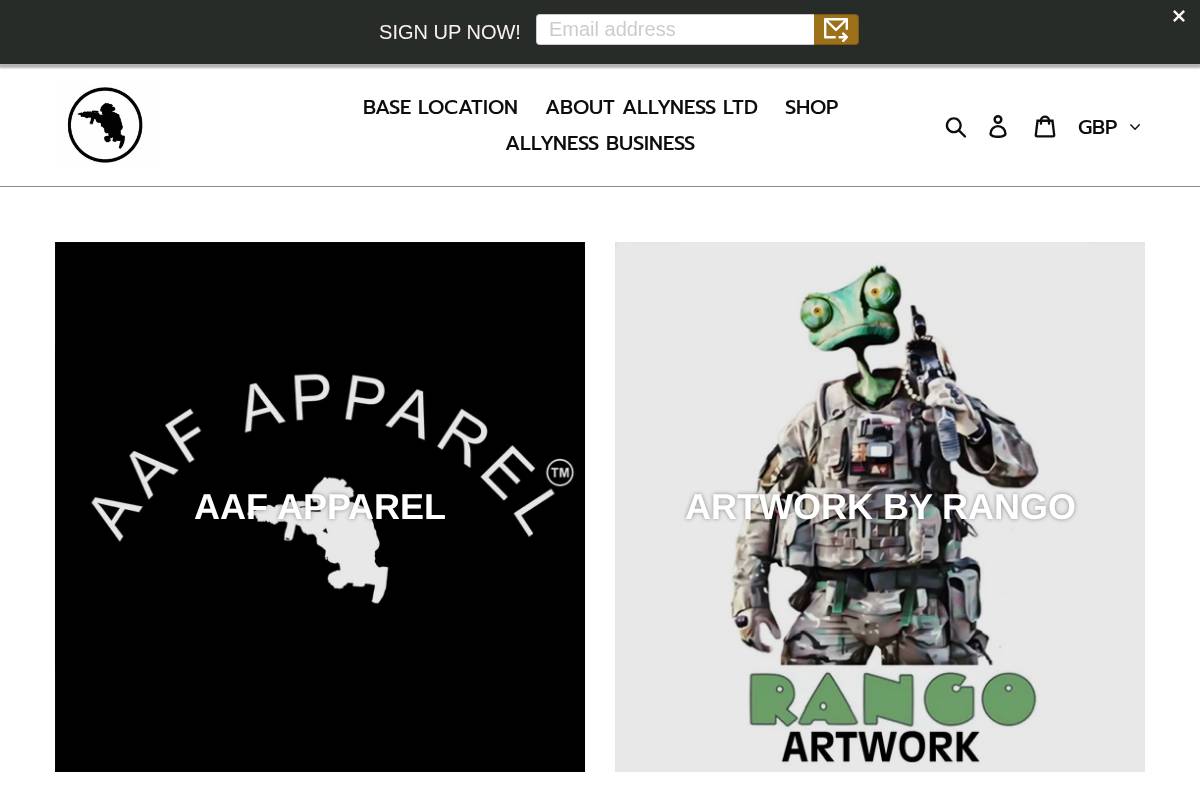 Allyness homepage screenshot