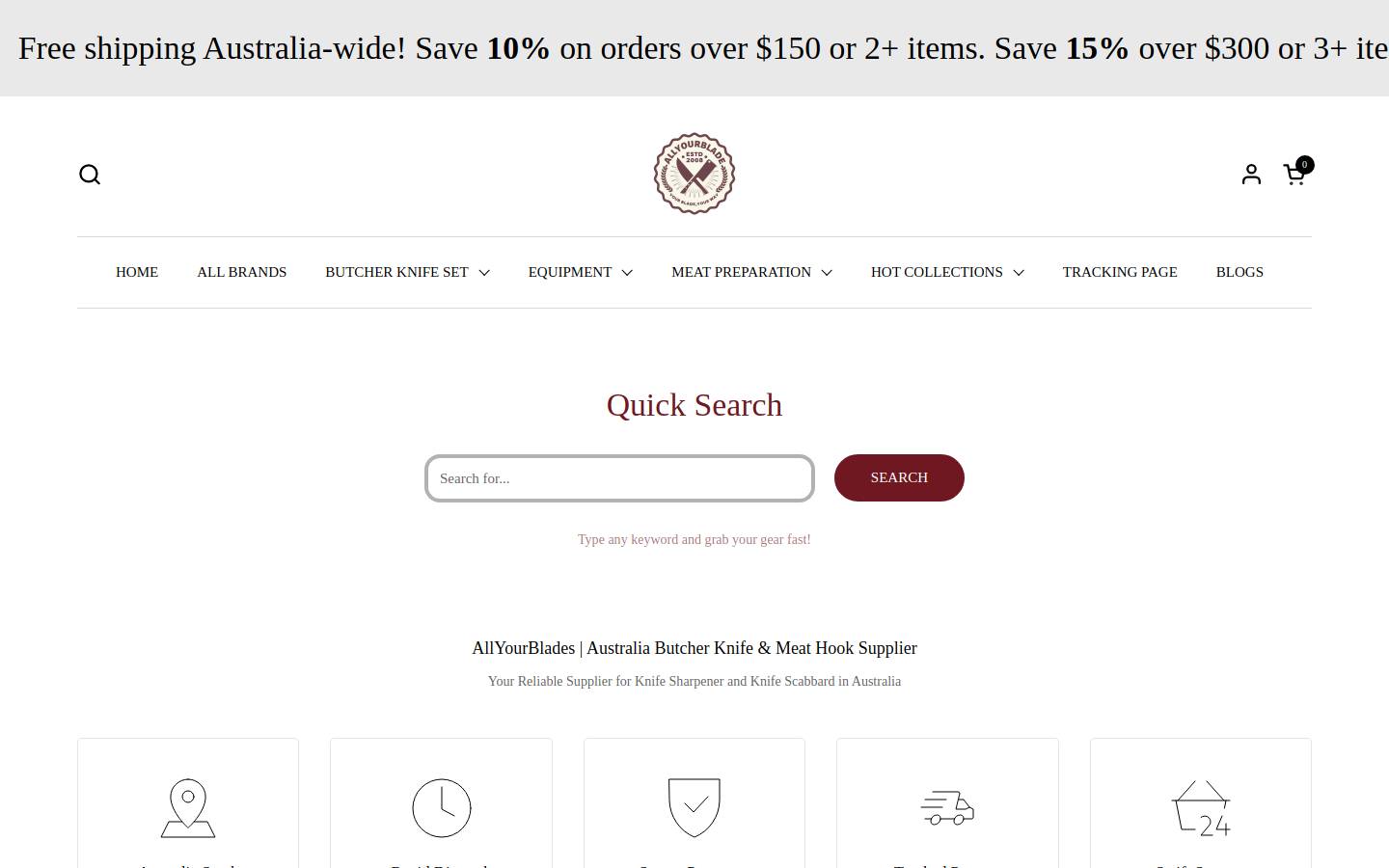 allyourblades.com homepage screenshot