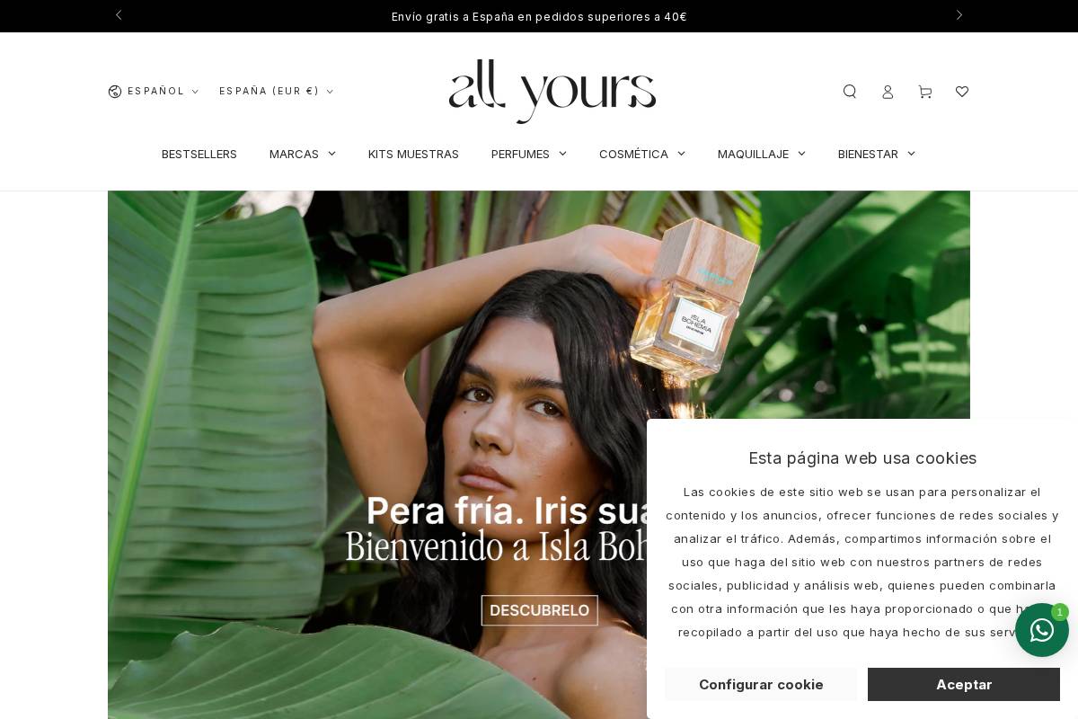 All Yours - Tienda de cosmética natural y honesta homepage screenshot