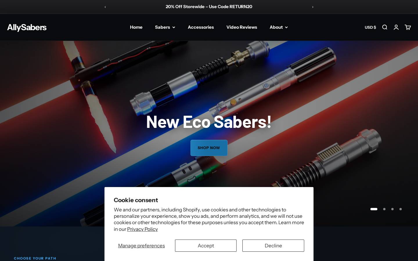 Allysabers homepage screenshot