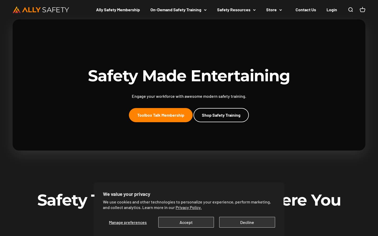 allysafety.com homepage screenshot