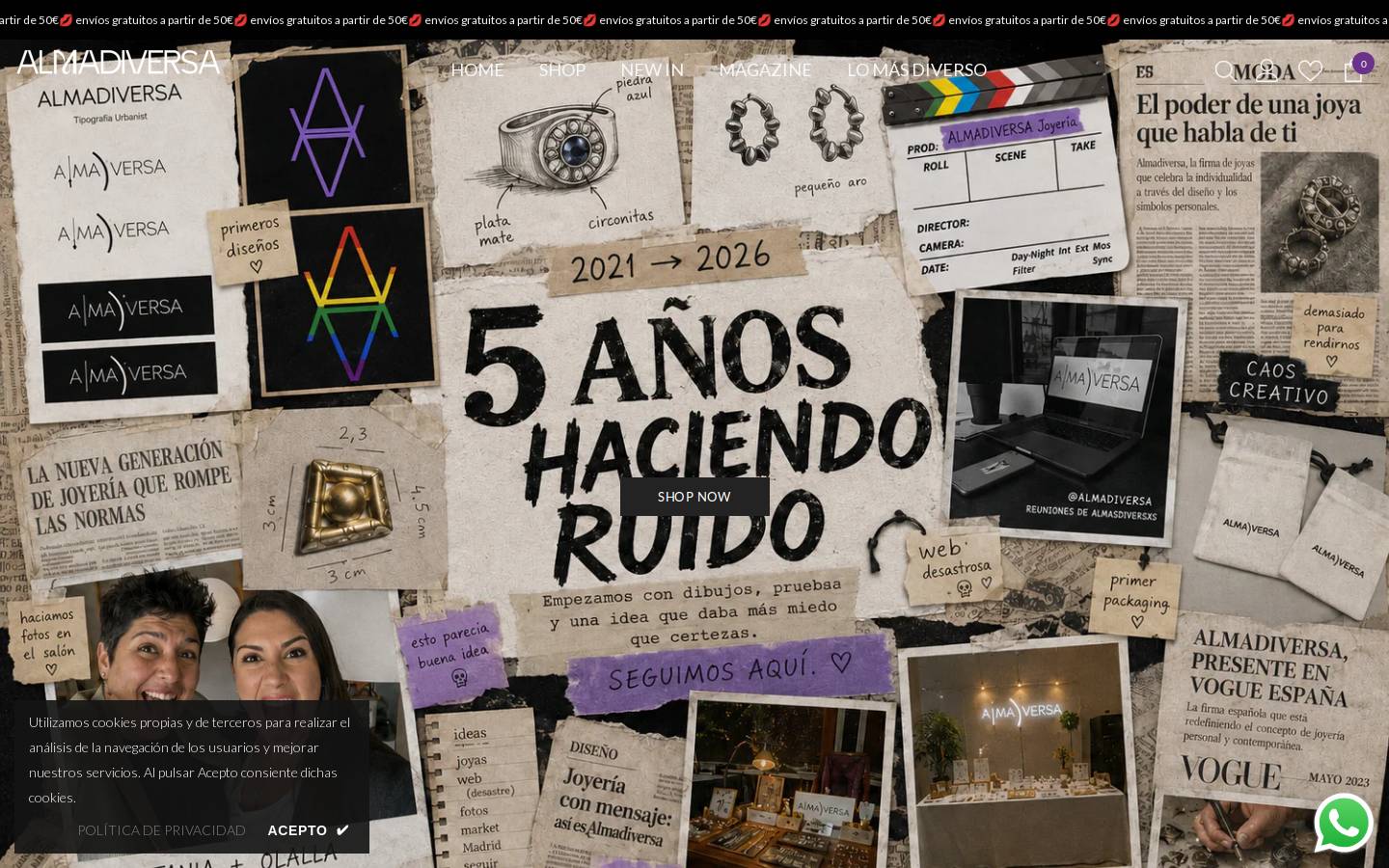 almadiversajoyeria.com homepage screenshot