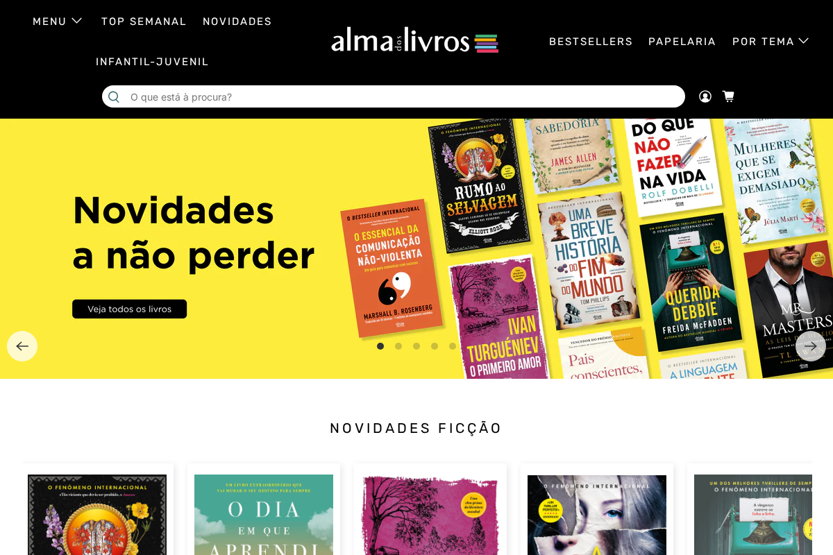 Alma dos Livros homepage screenshot