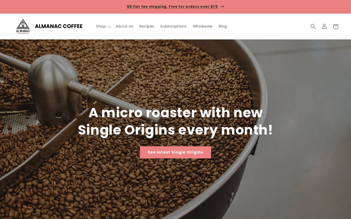 almanacroasters.com homepage screenshot