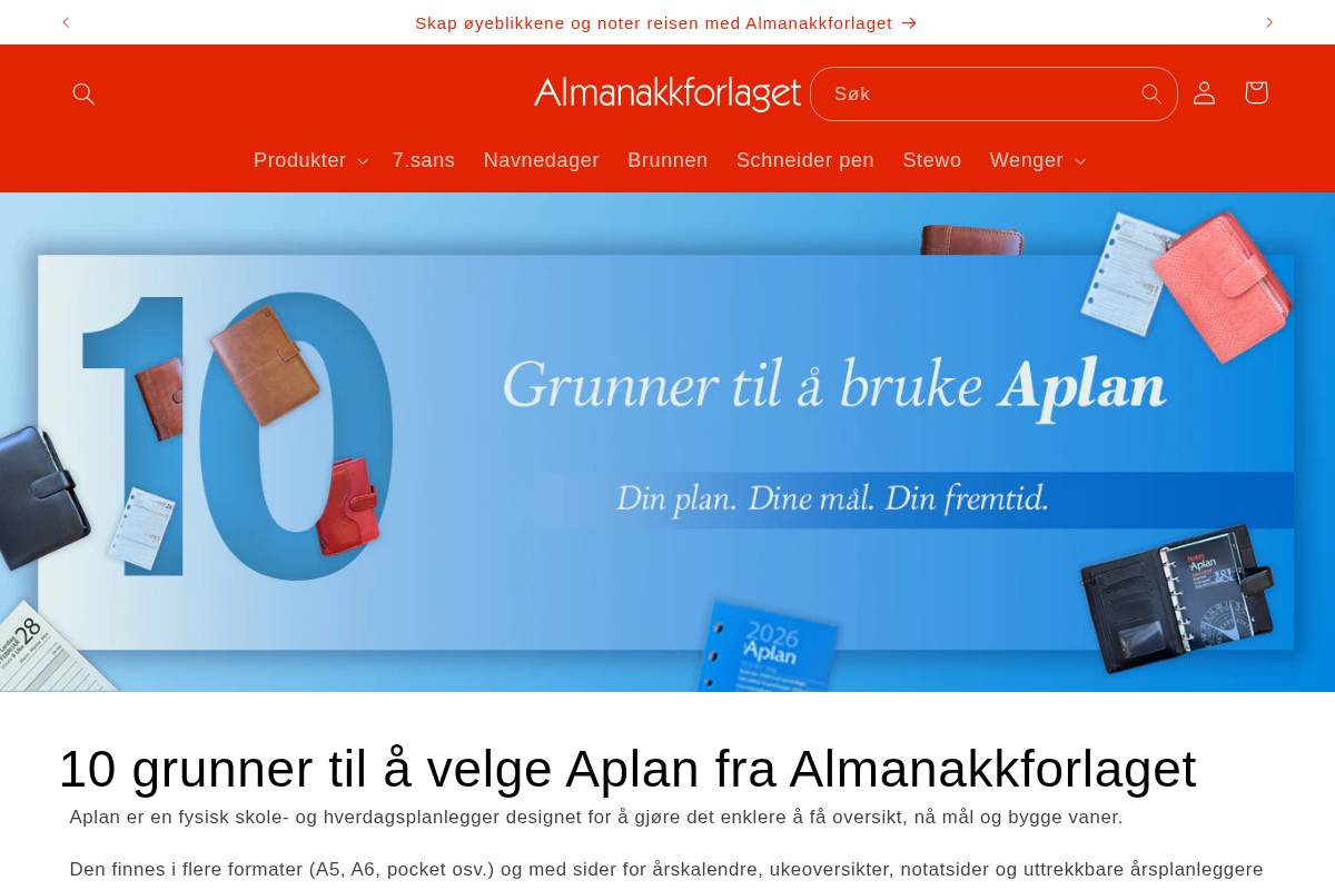 almanakkforlaget.no homepage screenshot