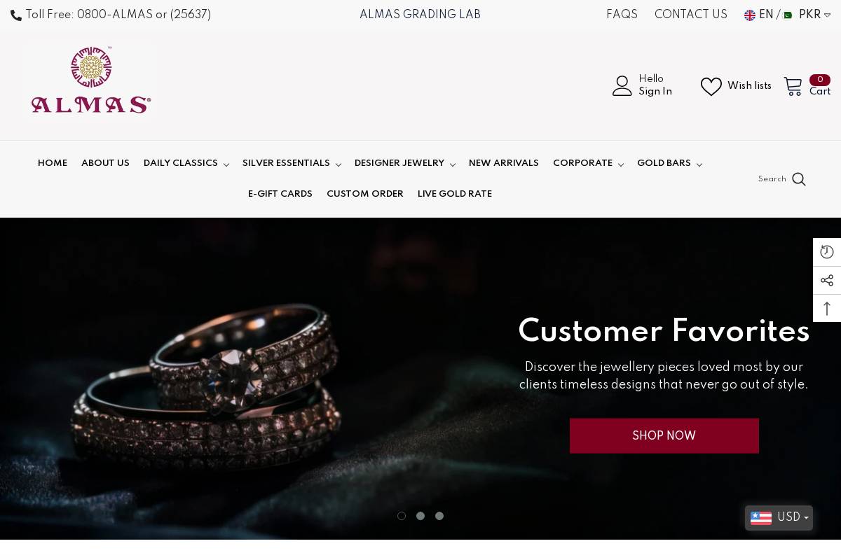 almasjewelers.com homepage screenshot