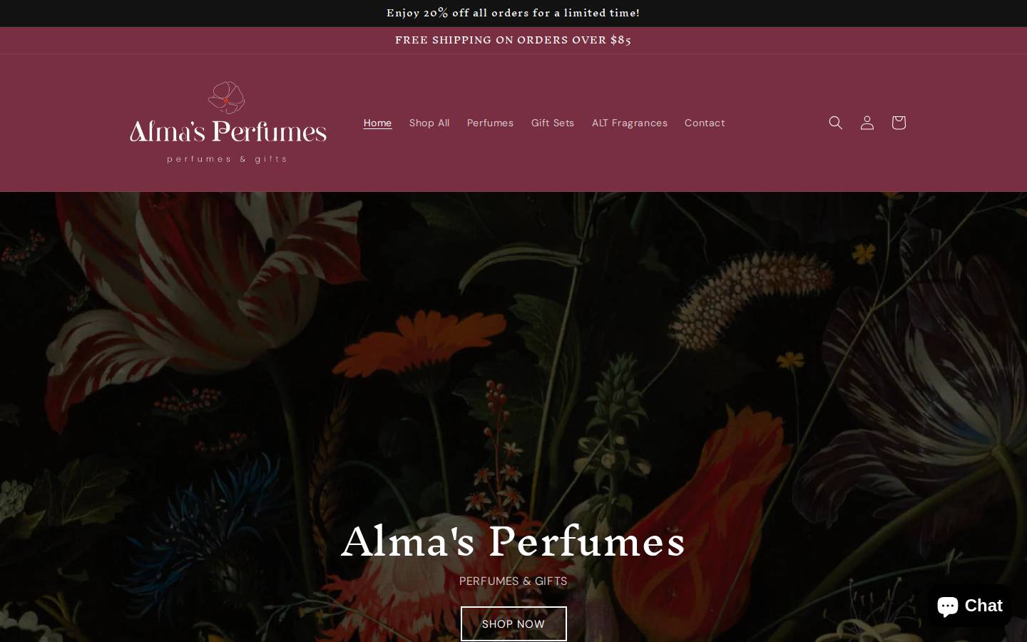 almasperfumestore.com homepage screenshot