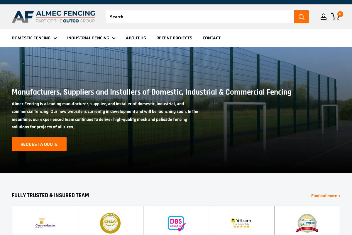 Almec Fencing homepage screenshot