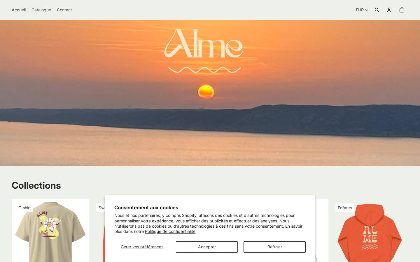 almeclothing.com homepage screenshot
