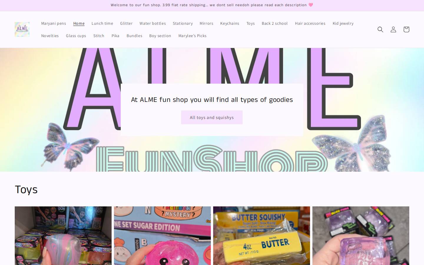 almefunshop.com homepage screenshot
