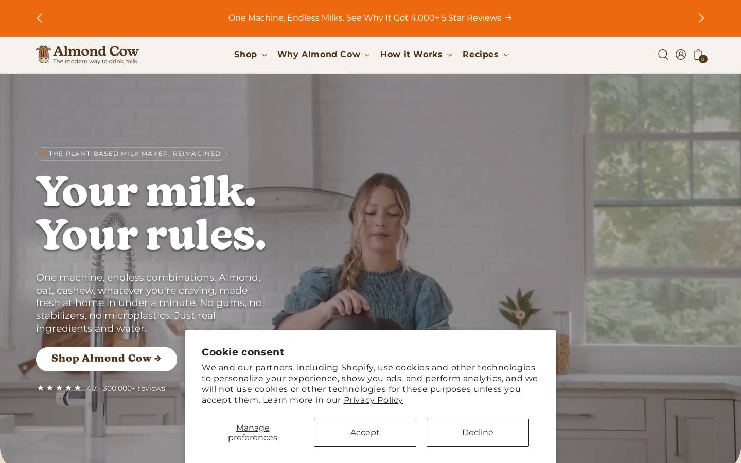 almondcow.co homepage screenshot