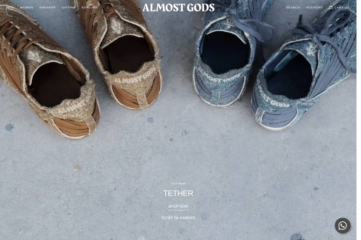 almostgods.com homepage screenshot