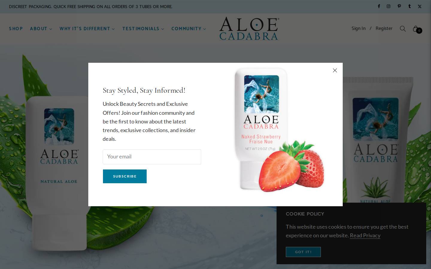 aloecadabra.com homepage screenshot