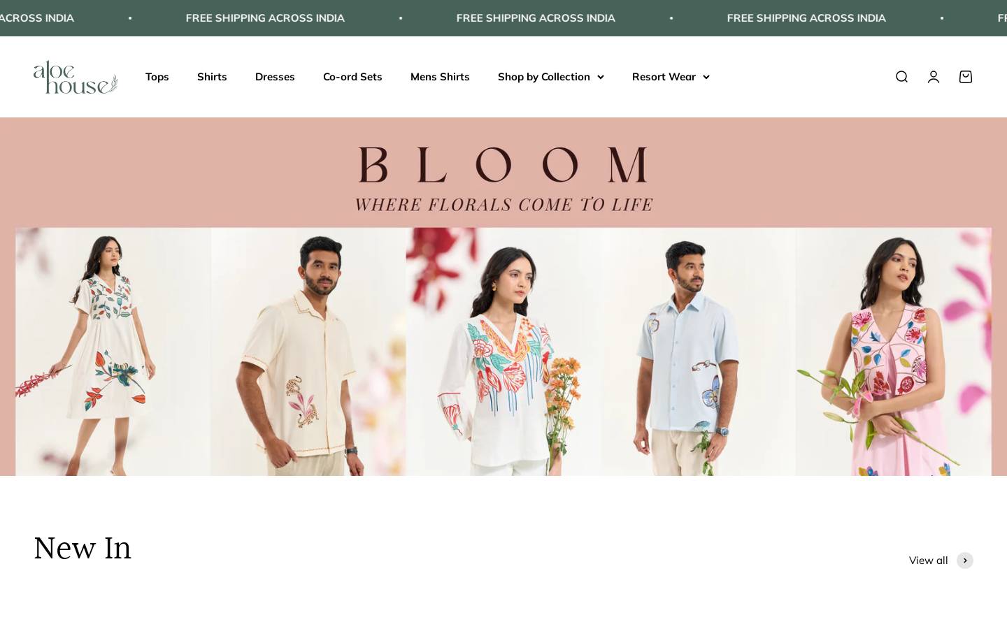 aloehouseindia.com homepage screenshot