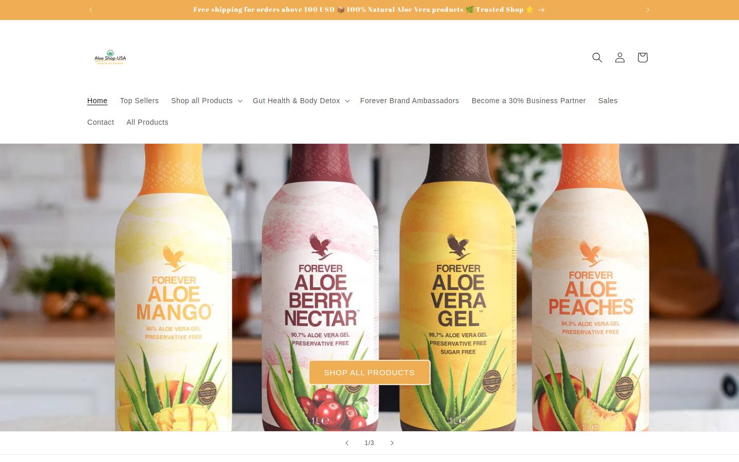 aloeshop-usa.com homepage screenshot