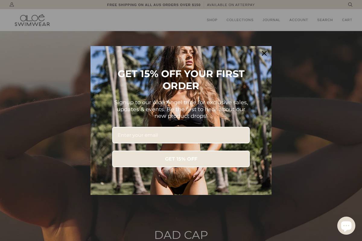 aloeswimwear.com homepage screenshot