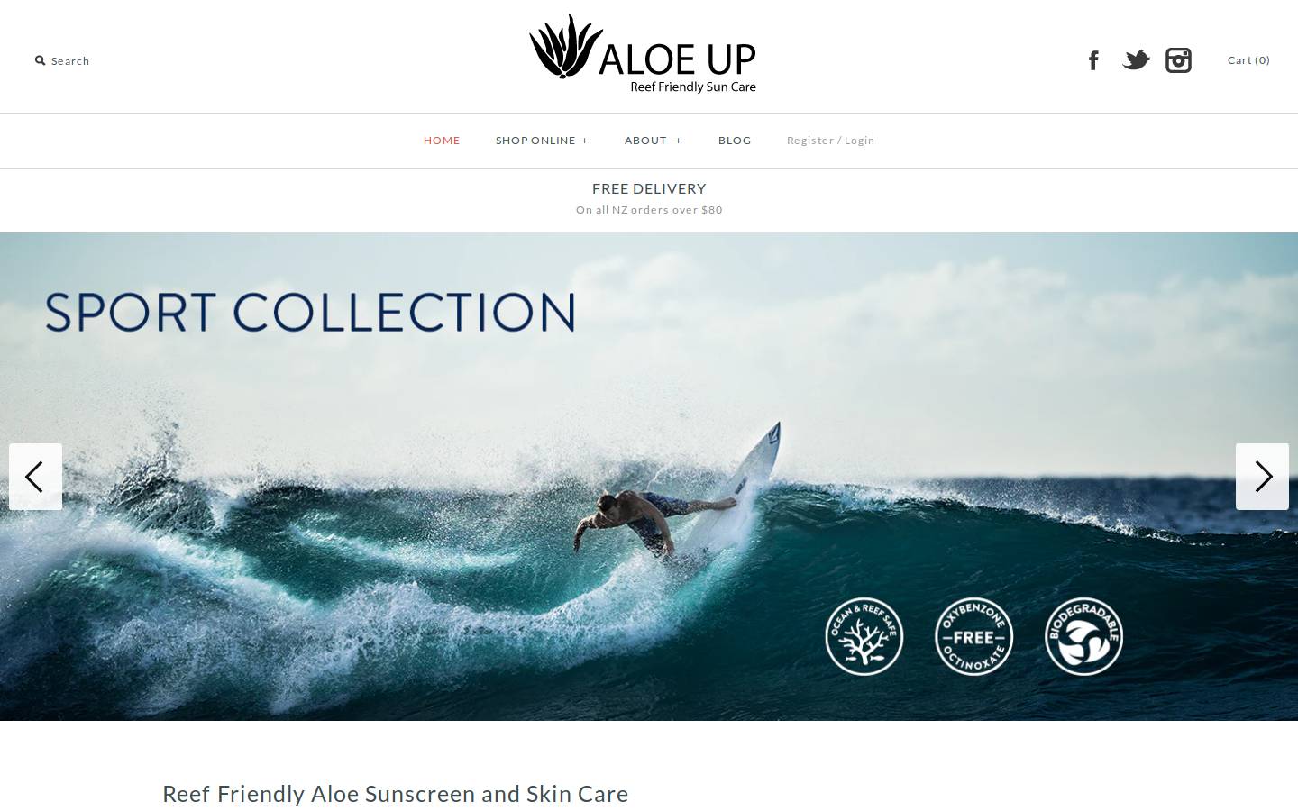 aloeup.co.nz homepage screenshot