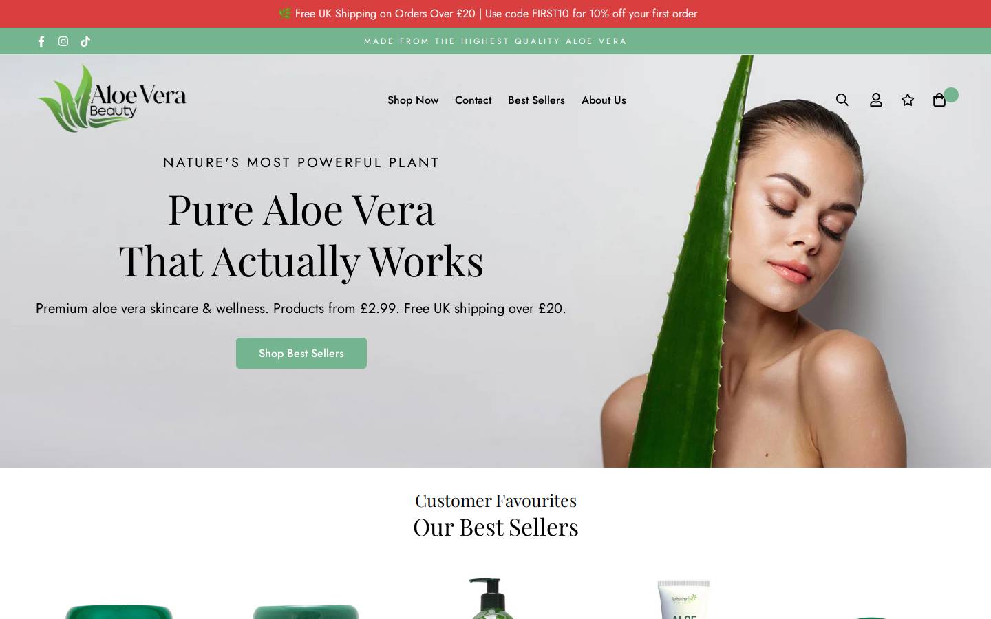 Aloeverabeauty homepage screenshot
