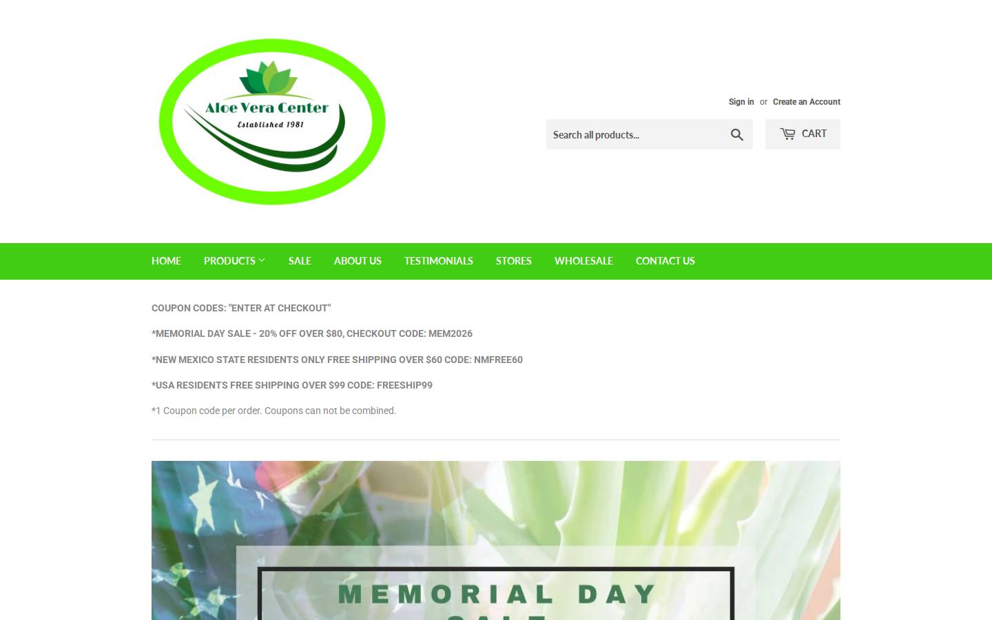 aloeveracentral.com homepage screenshot