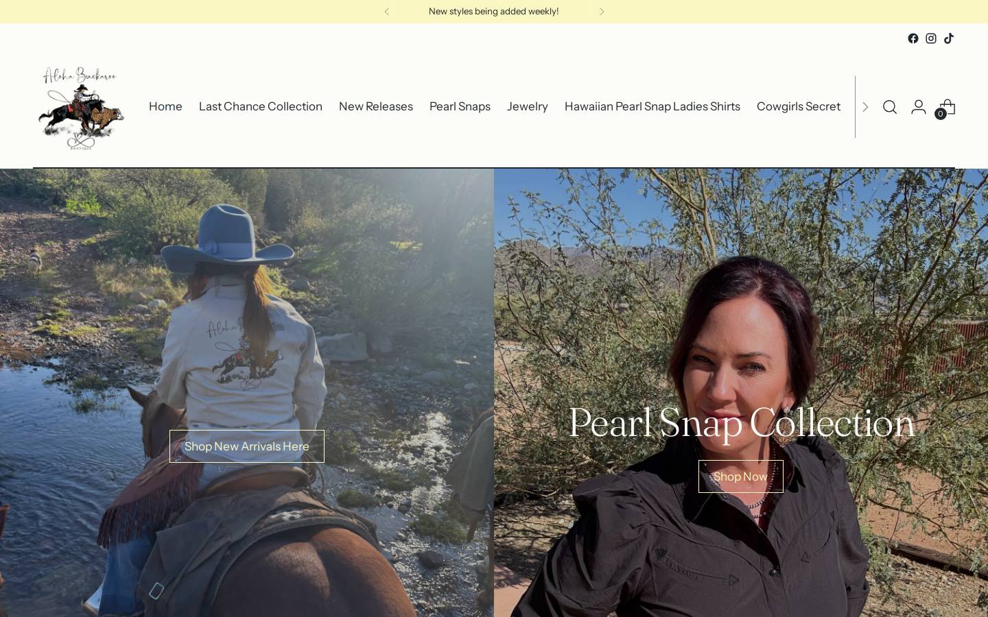 alohabuckarooboutique.com homepage screenshot